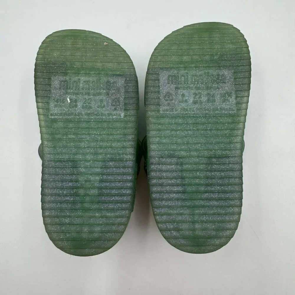 Mini Melissa X Jason Wu Aqua Green Cosmic Sandals Girls Size 8 With Bow Detail